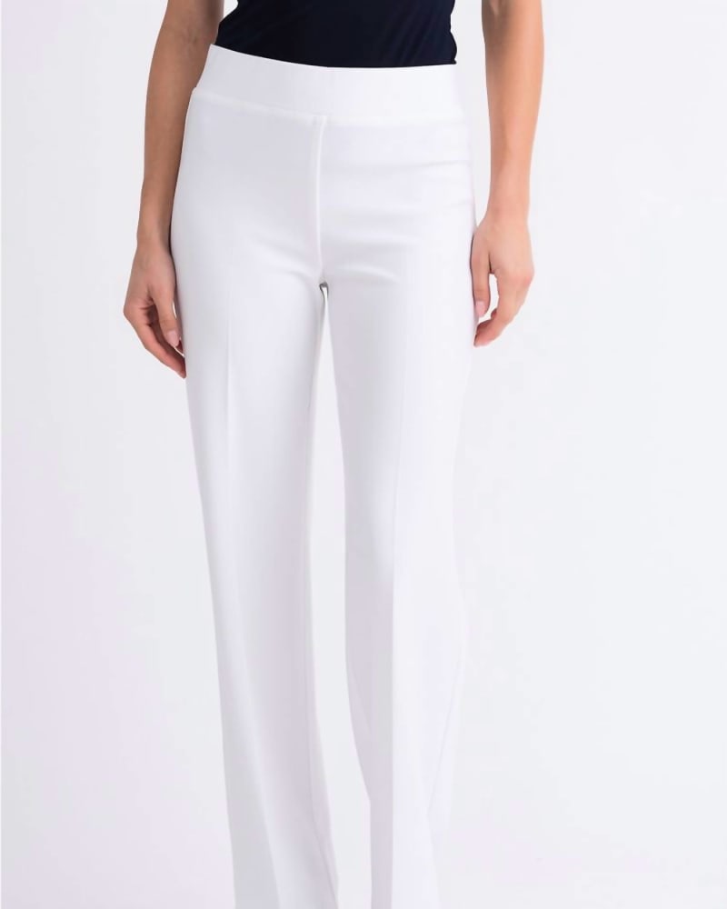 Front of a model wearing a size 10 Wide Leg Pants In Vanilla in Vanilla by Joseph Ribkoff. | dia_product_style_image_id:356750